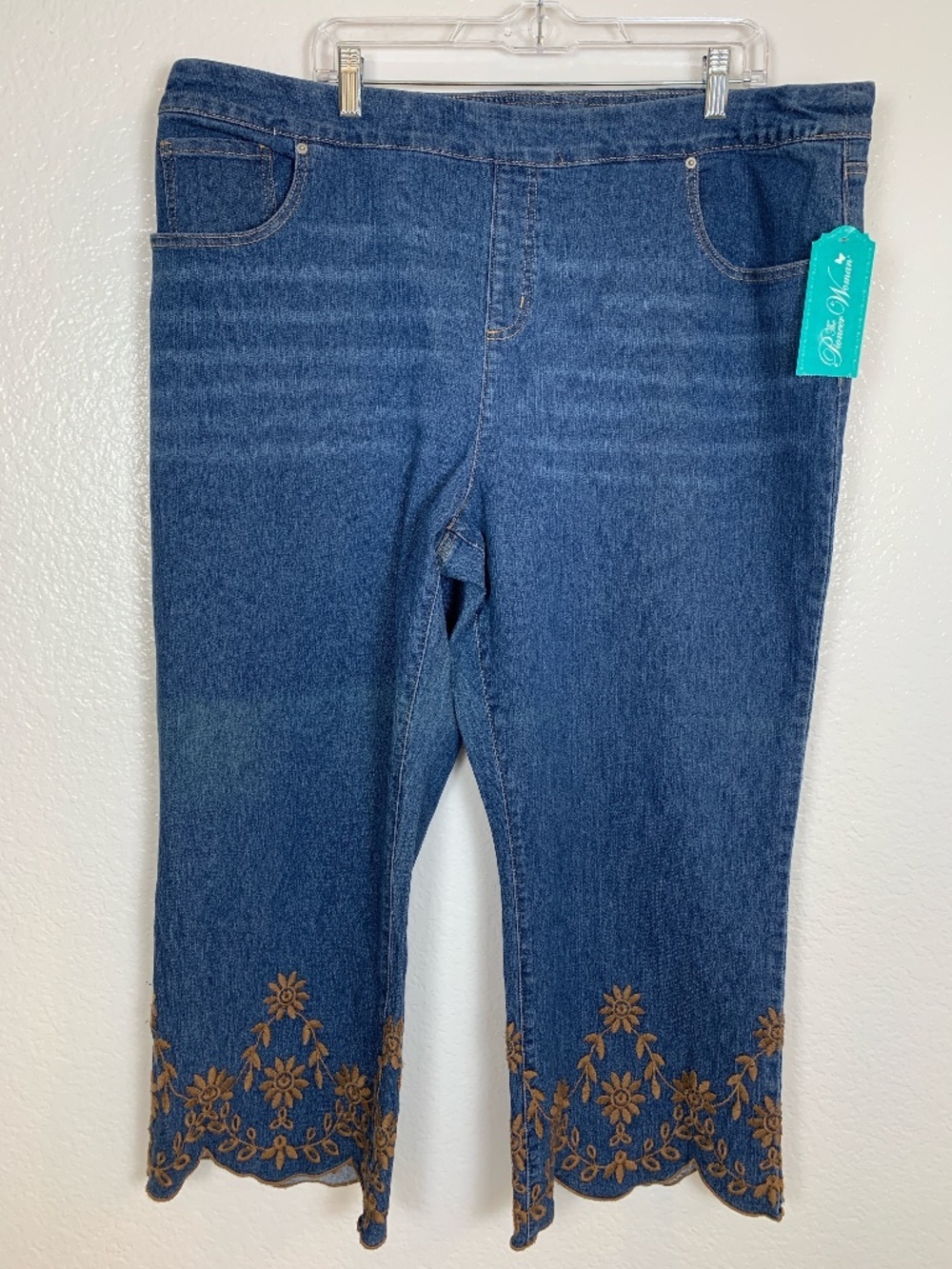 Pioneer Woman Embroidered Bootcut Denim Jean 2X (20W-22W) NEW Boho Floral